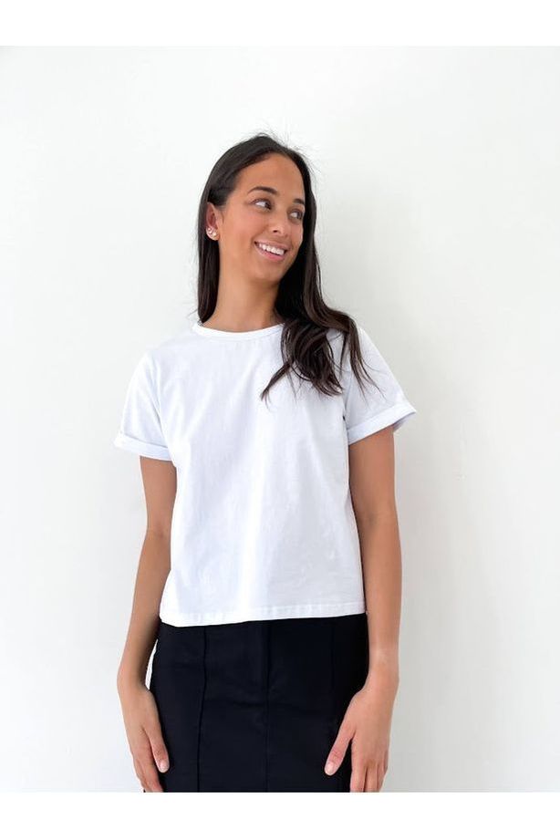 Addison Crop Tee-White
