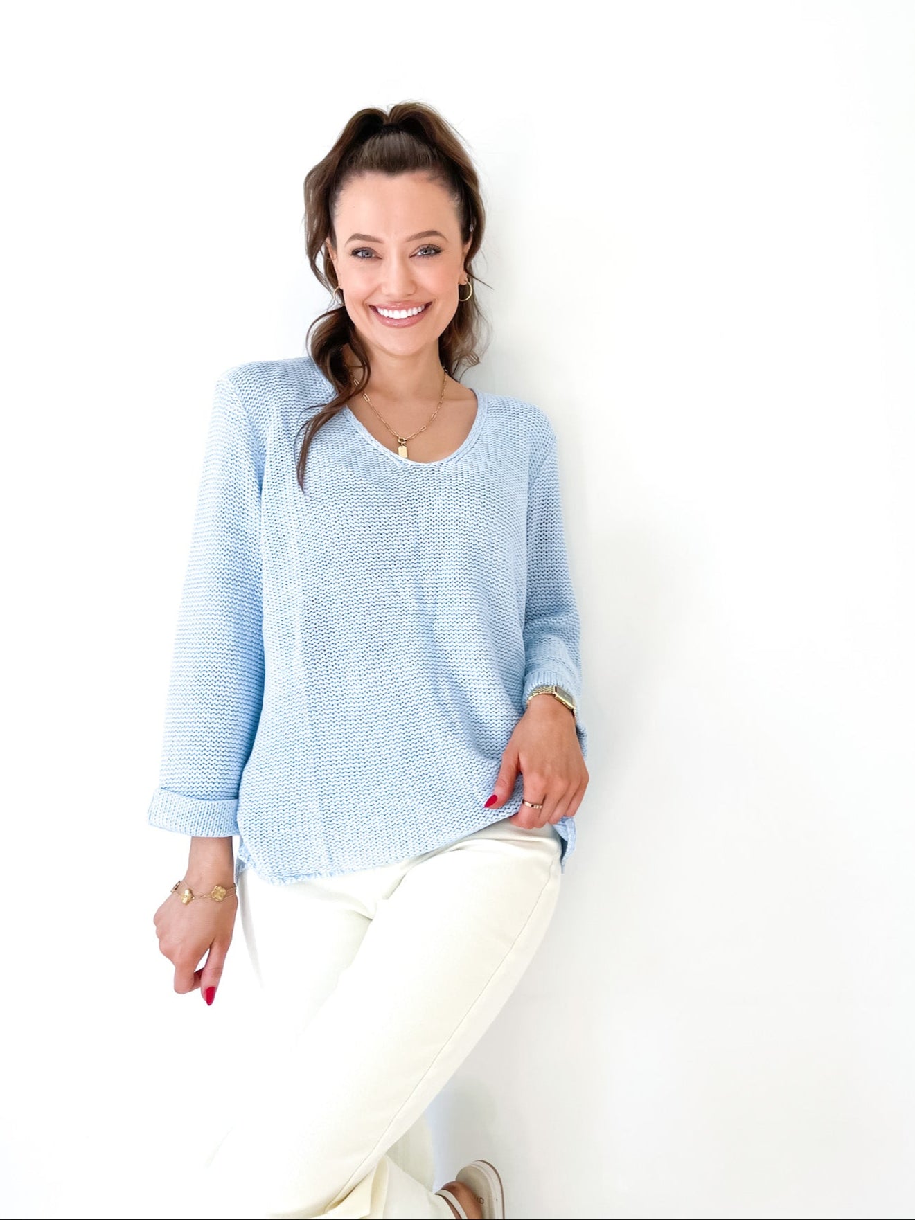 Amyra Knit Jumper - Baby Blue