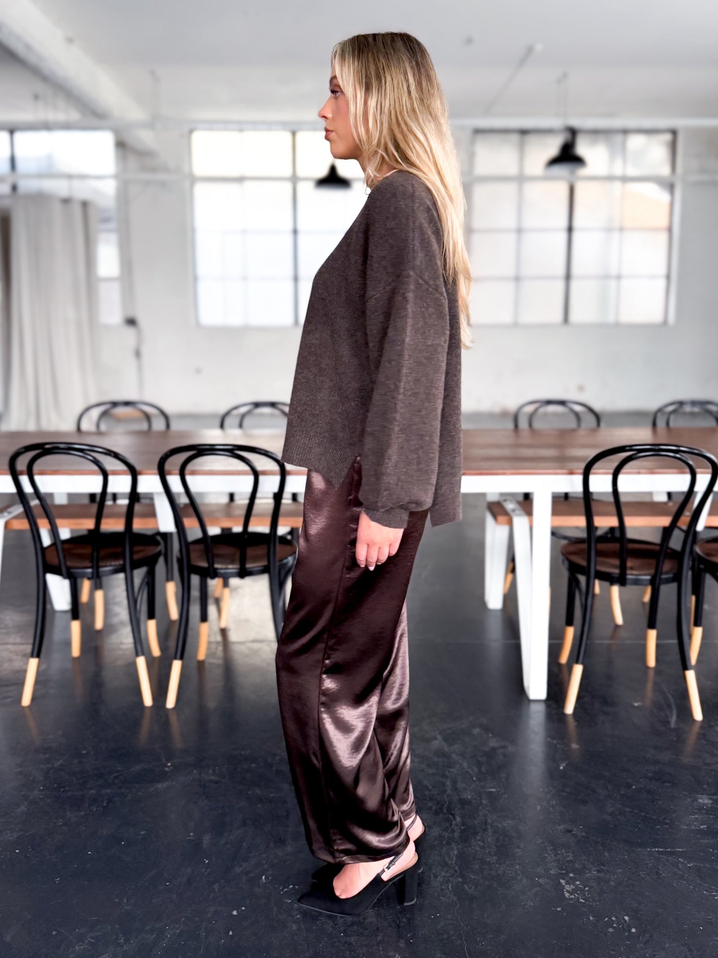 Belle Satin Pant - Chocolate