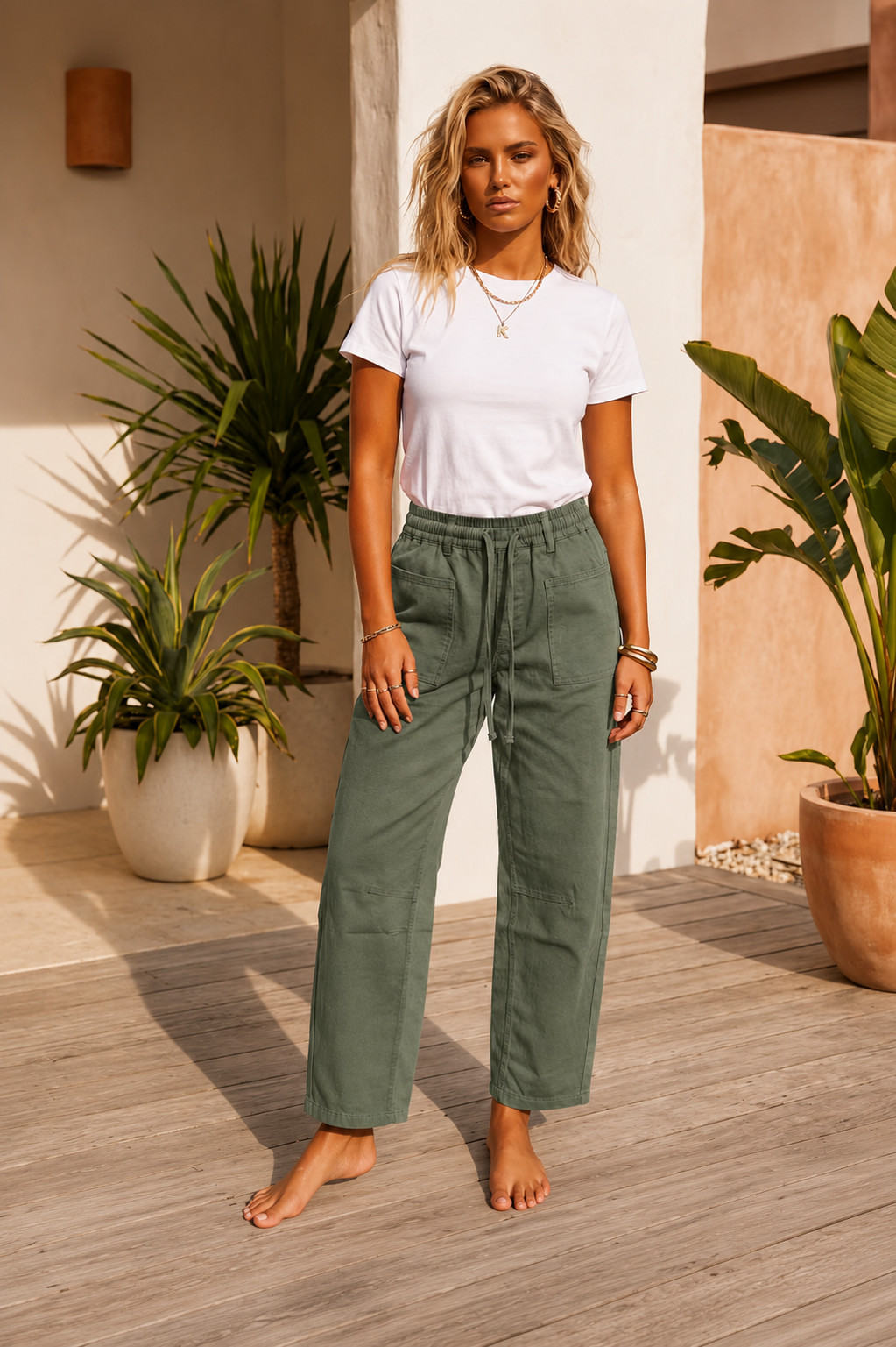Braxton Barrel Jean - Khaki