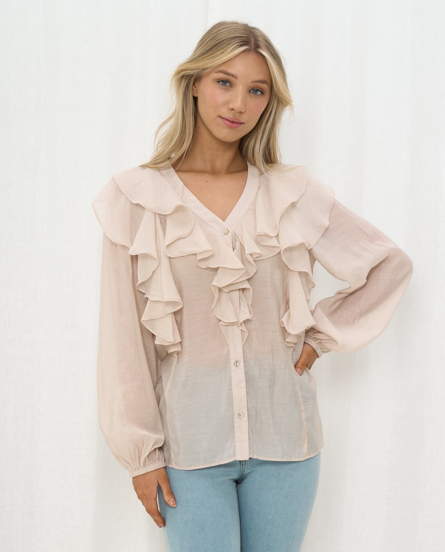 Carina Frill Top - Beige