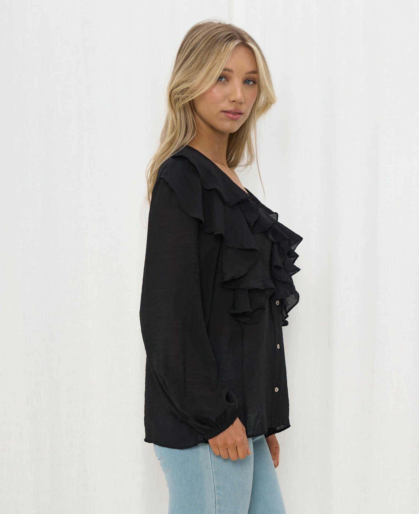 Carina Frill Top - Black