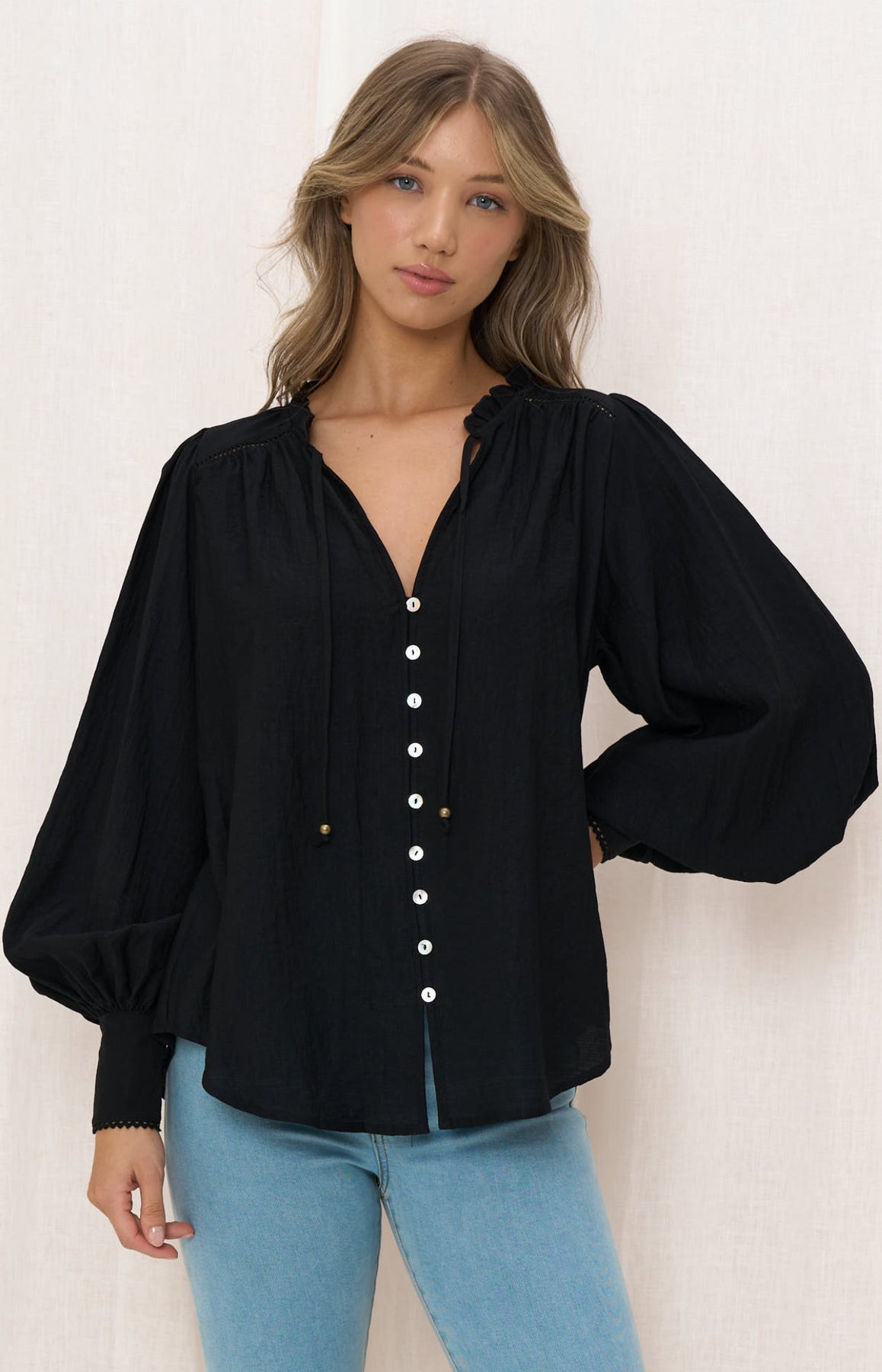 Carli Long Sleeve Top - Black