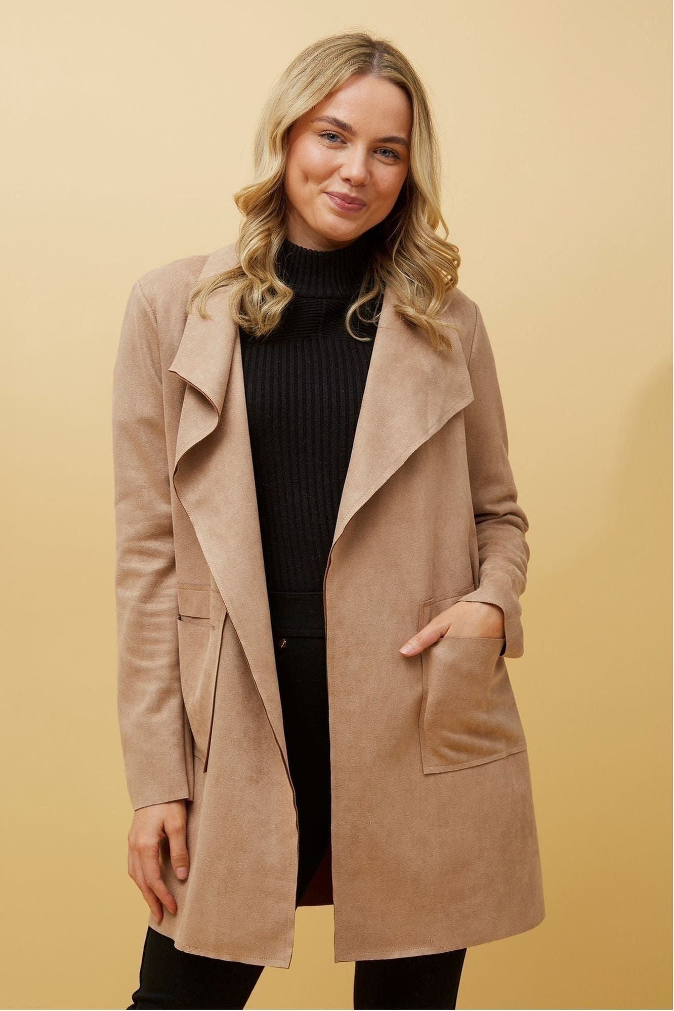 Ella Faux Suede Jacket - Iced Coffee