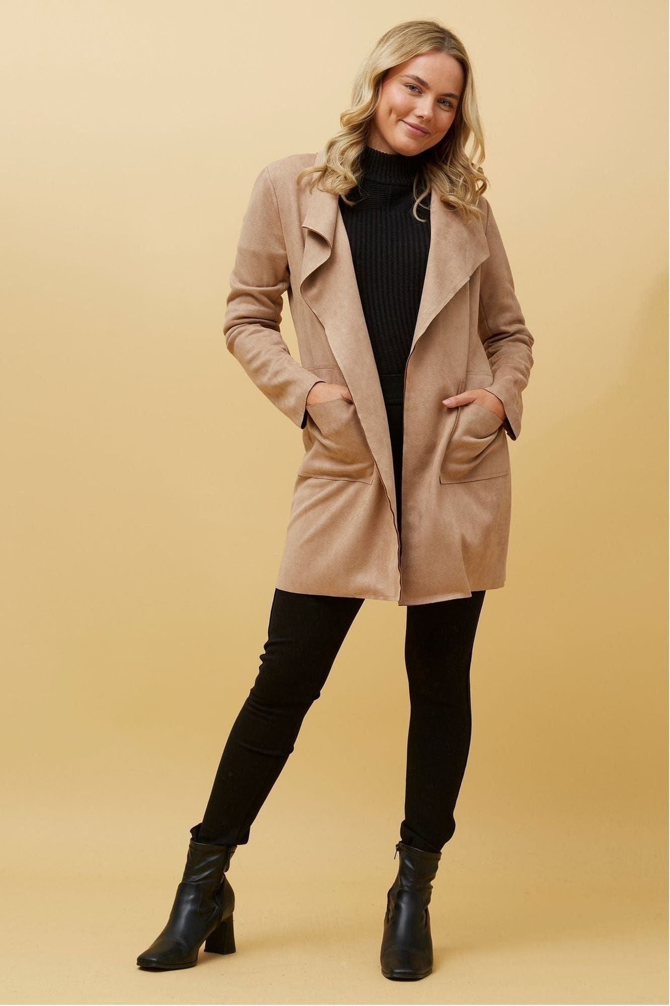 Ella Faux Suede Jacket - Iced Coffee
