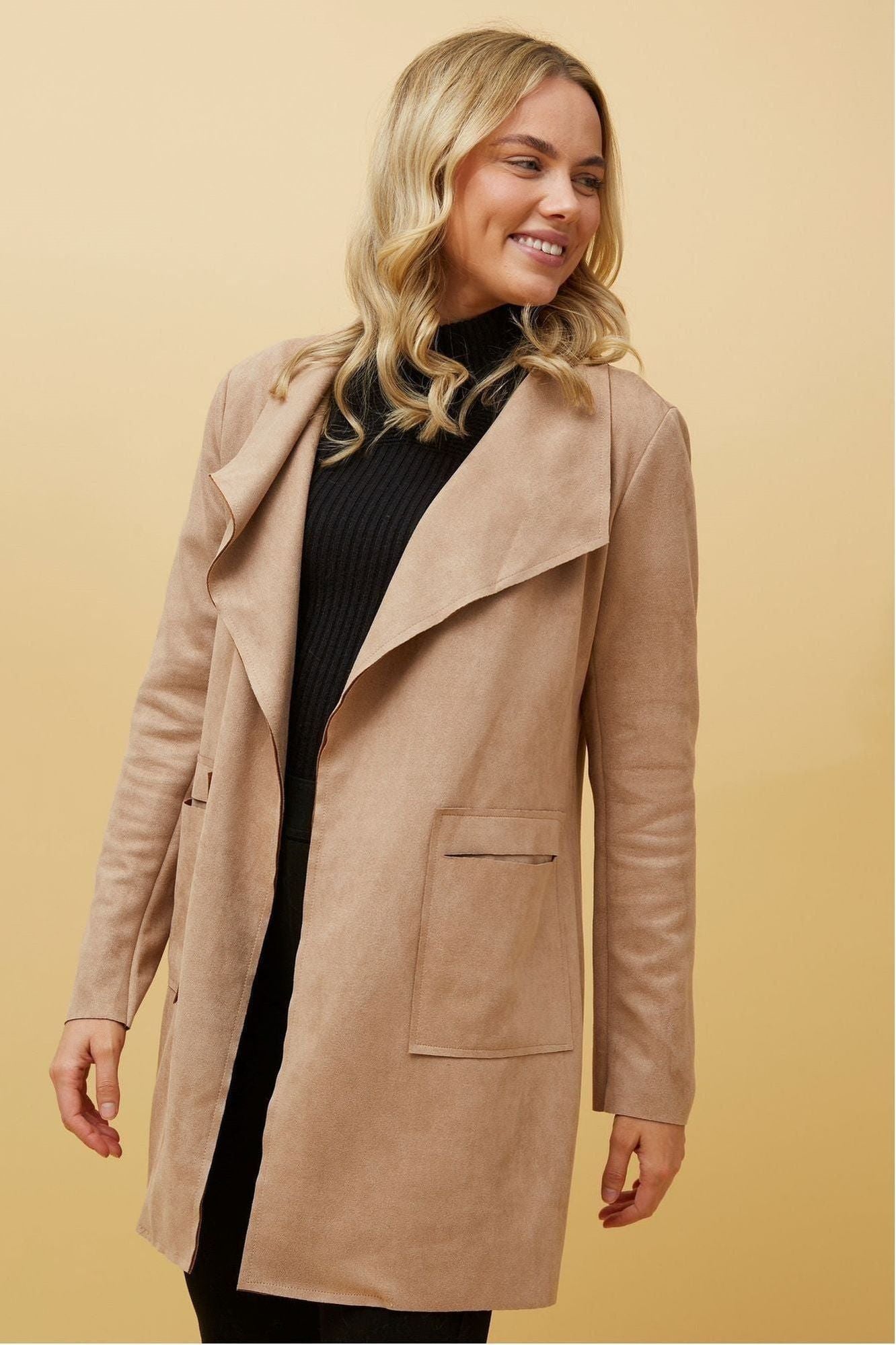 Ella Faux Suede Jacket - Iced Coffee