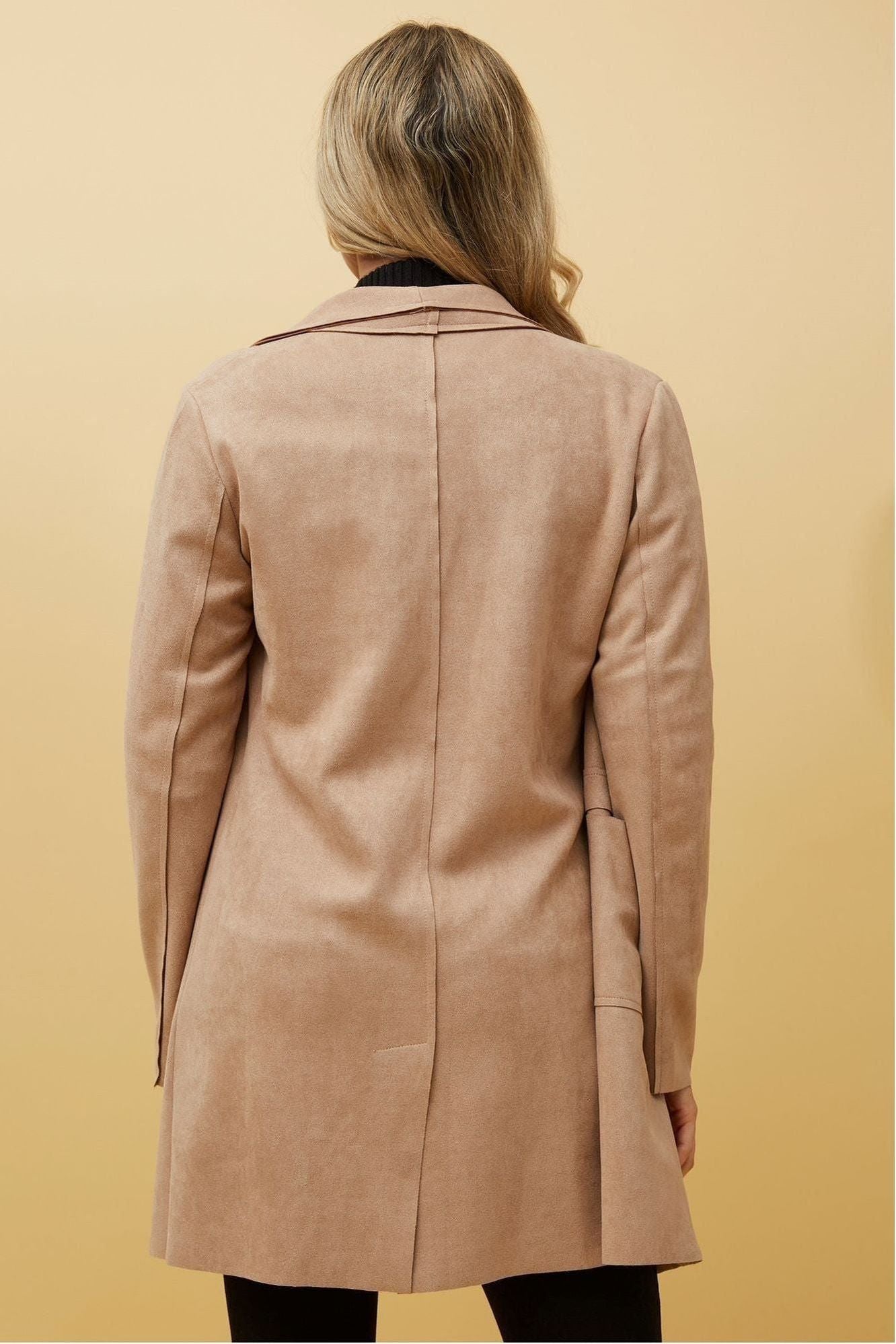 Ella Faux Suede Jacket - Iced Coffee