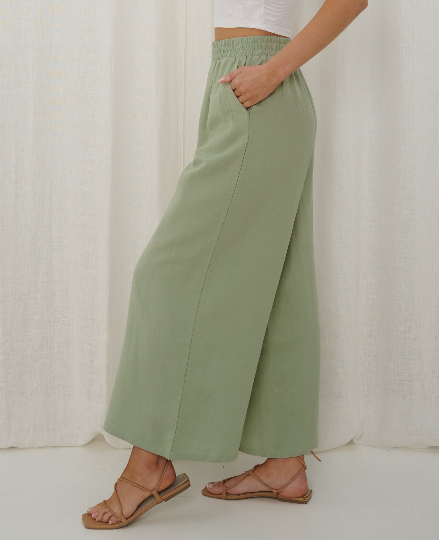 Elsie Wide Leg Pant - Sage