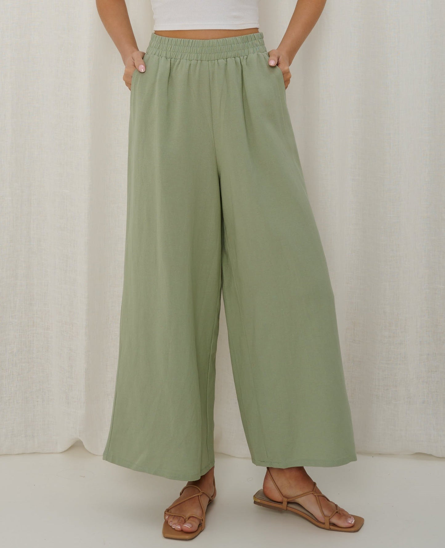 Elsie Wide Leg Pant - Sage