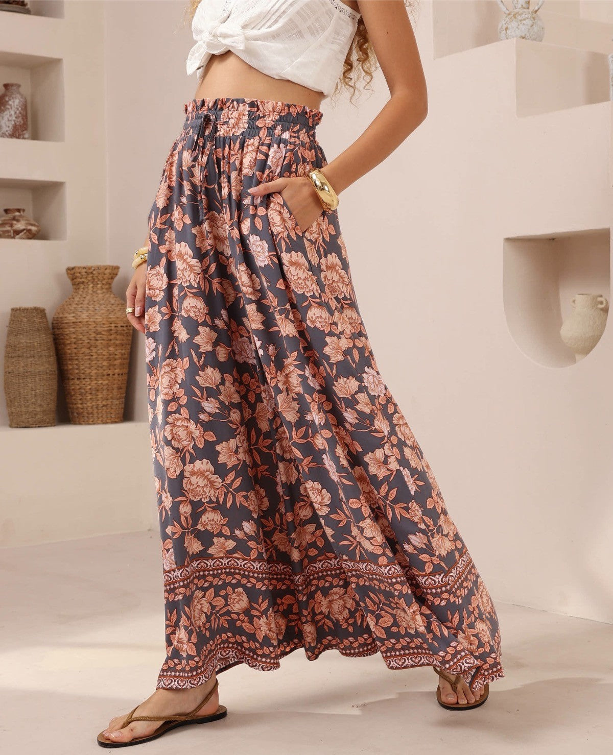 Gabrielle Culotte Pant - Navy Floral