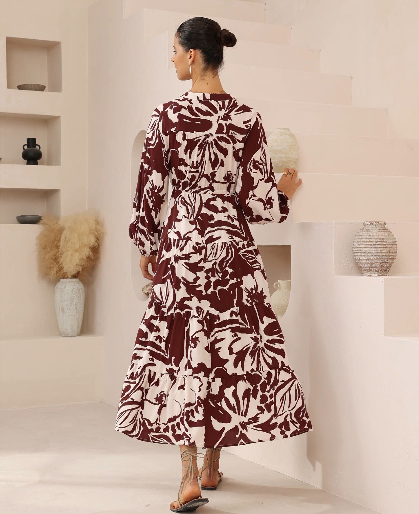 Heidi Maxi Dress - Burgundy Floral
