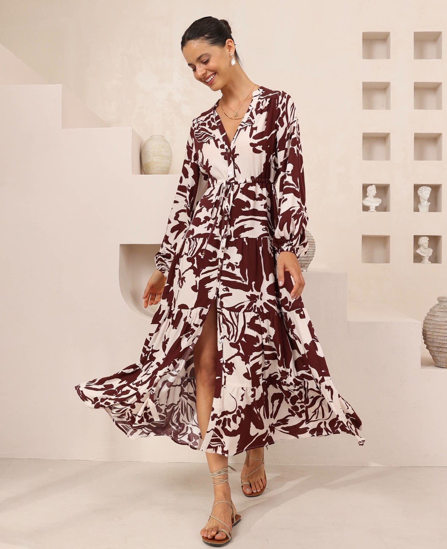 Heidi Maxi Dress - Burgundy Floral