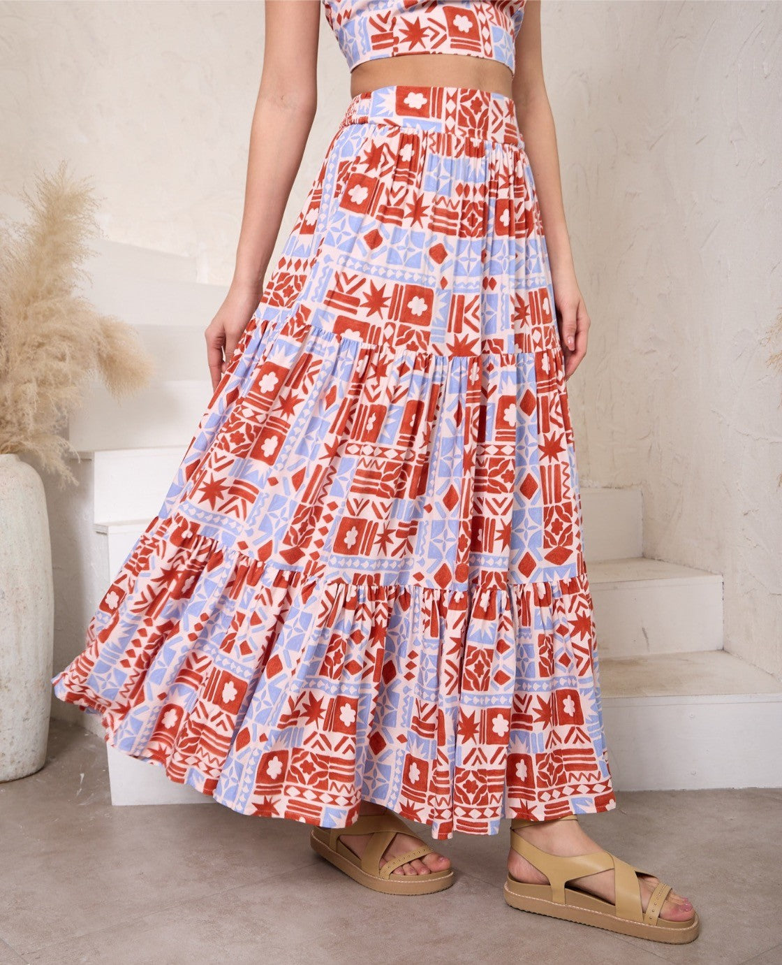 Hollie Maxi Skirt - Tuscany Print