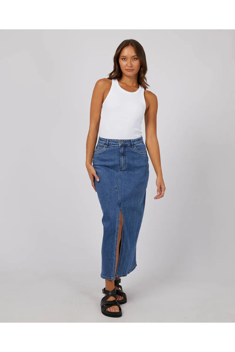 Eva Comfort Maxi Skirt - Mid Blue