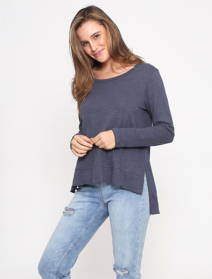 Jess Long Sleeve Tee - Gunmetal