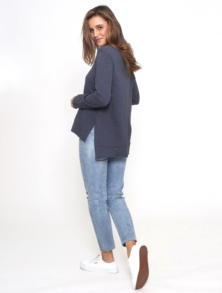 Jess Long Sleeve Tee - Gunmetal