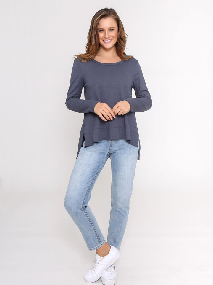 Jess Long Sleeve Tee - Gunmetal