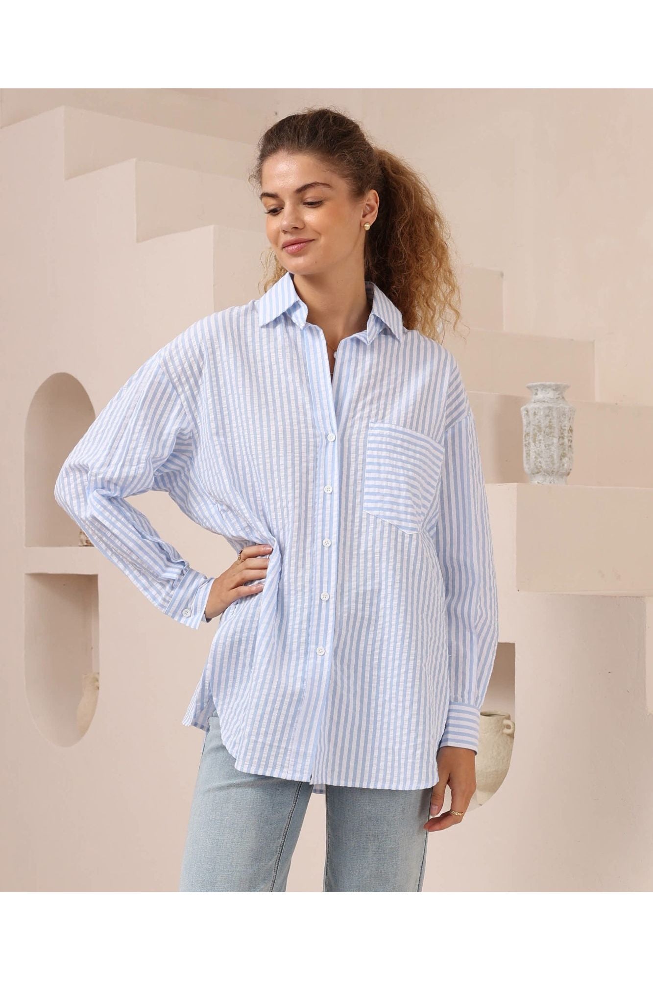 Joey Stripe Shirt - Blue