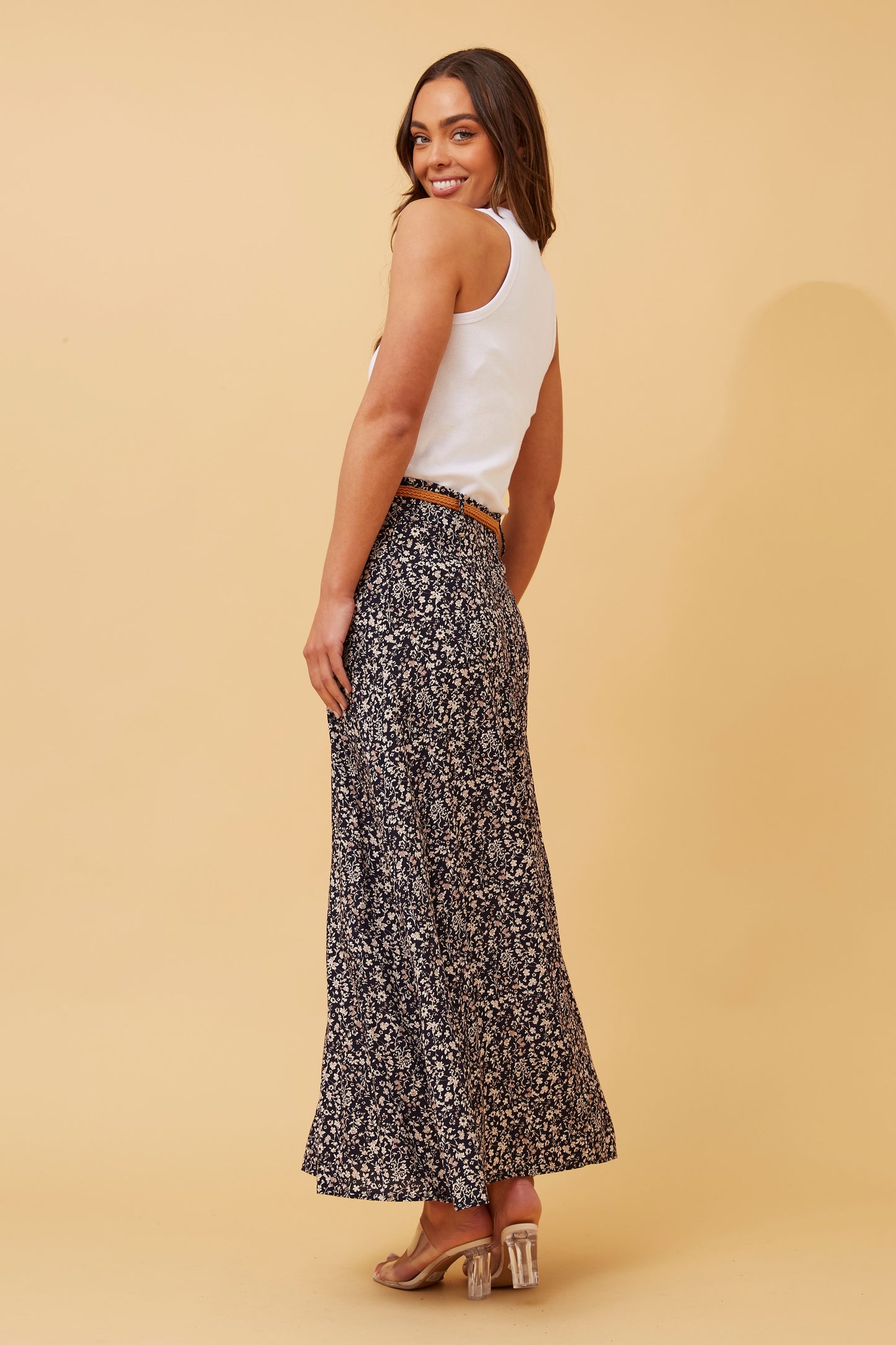 Lisa Maxi Skirt - Navy Floral