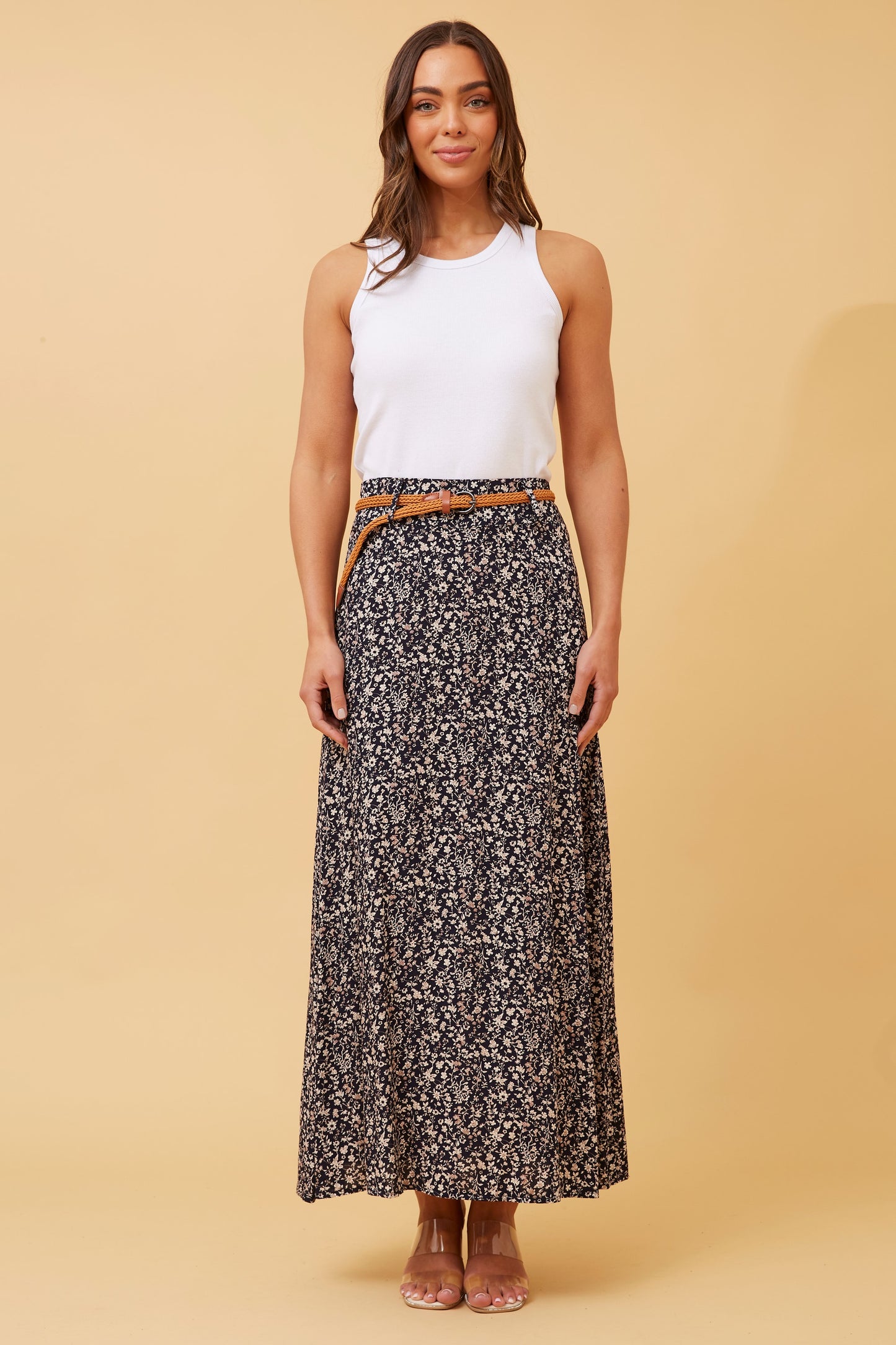 Lisa Maxi Skirt - Navy Floral