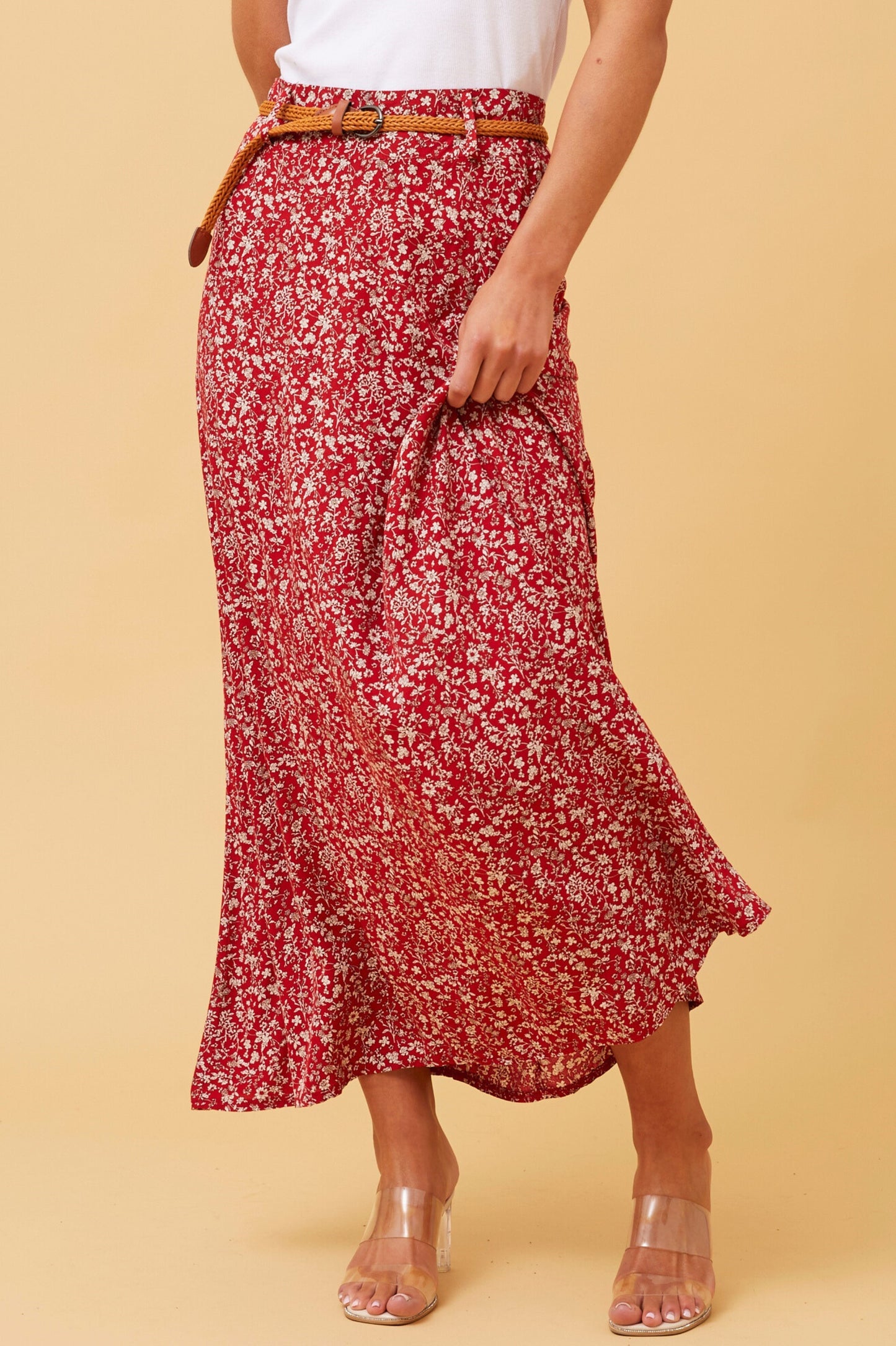 Lisa Maxi Skirt - Red Floral