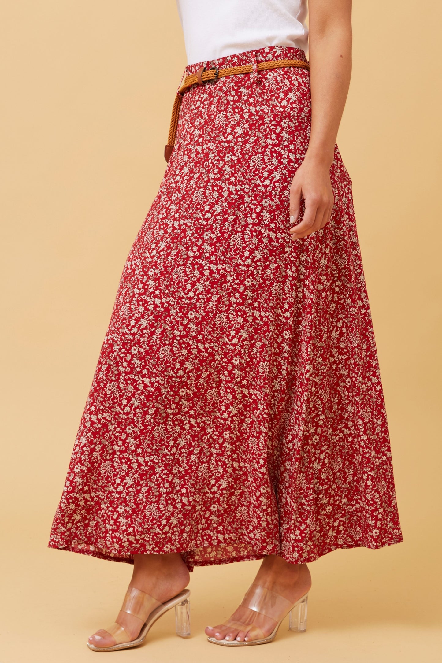 Lisa Maxi Skirt - Red Floral