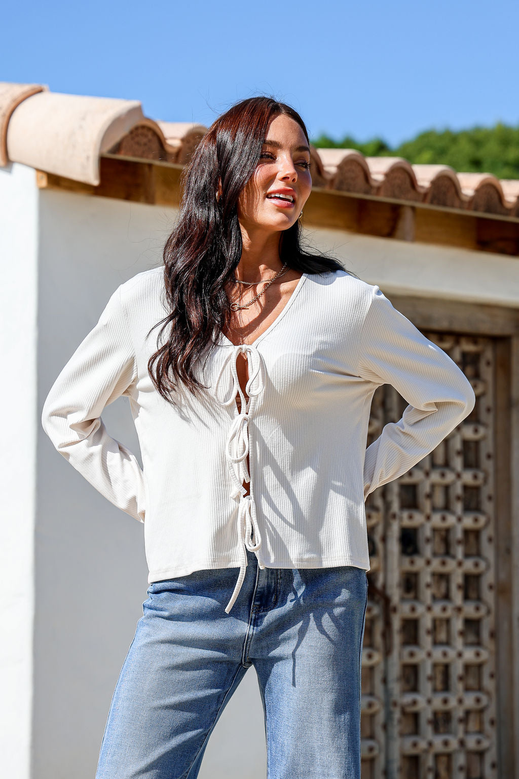 Lucca Tie Top - Cream