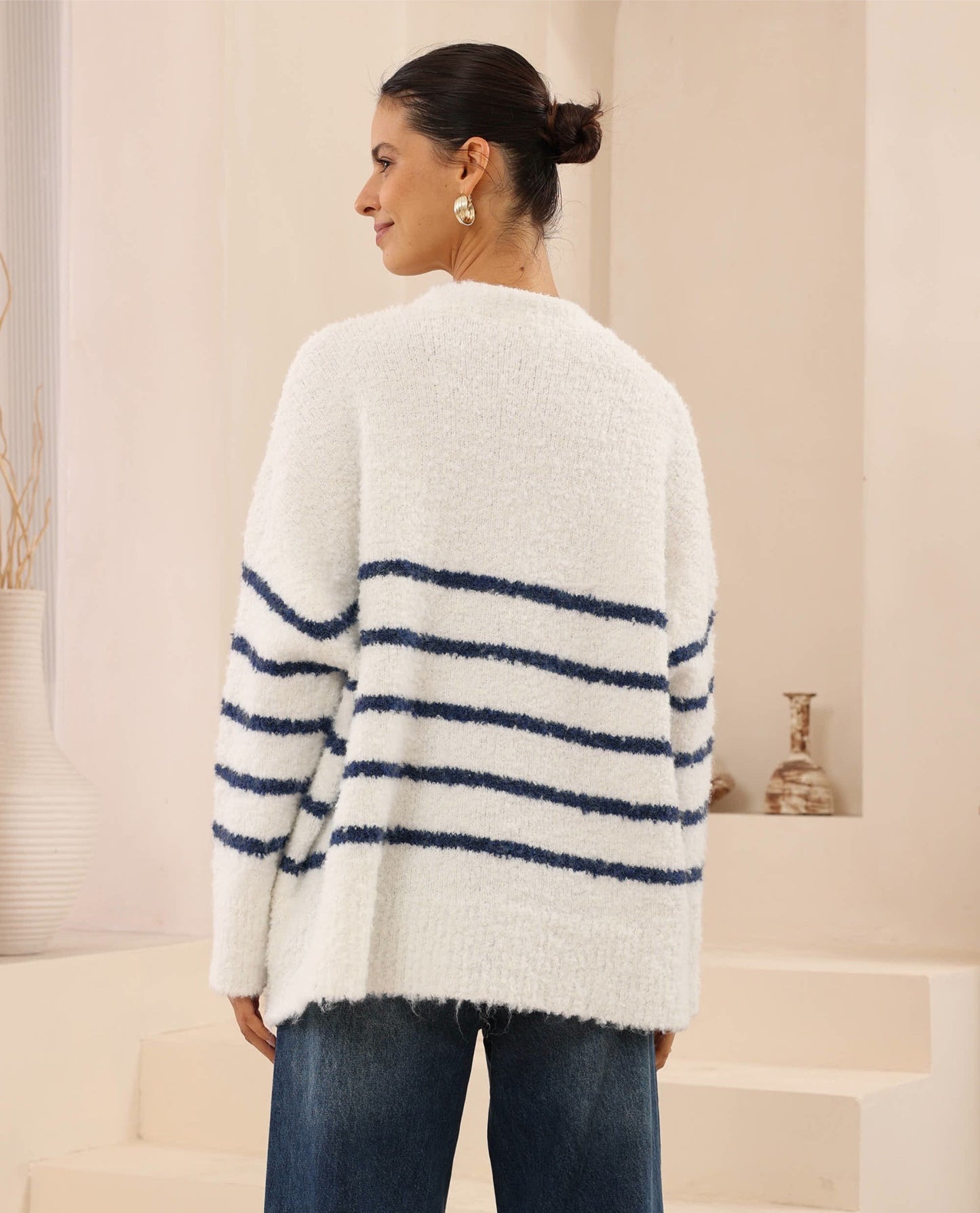 Luna Knit Jumper - White/Navy