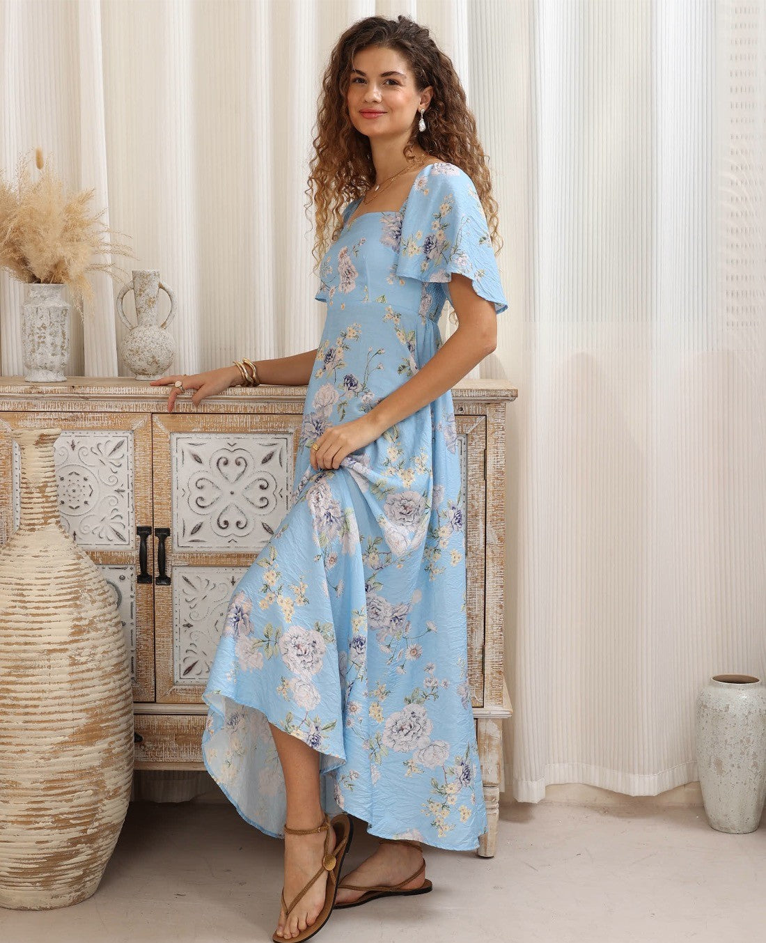 Lyla Maxi Dress - Blue Floral