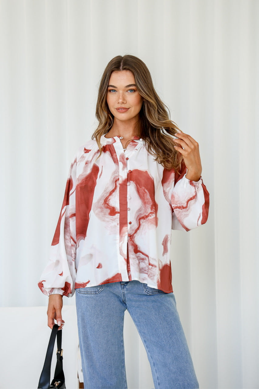 Marcel Blouse - Rust/White