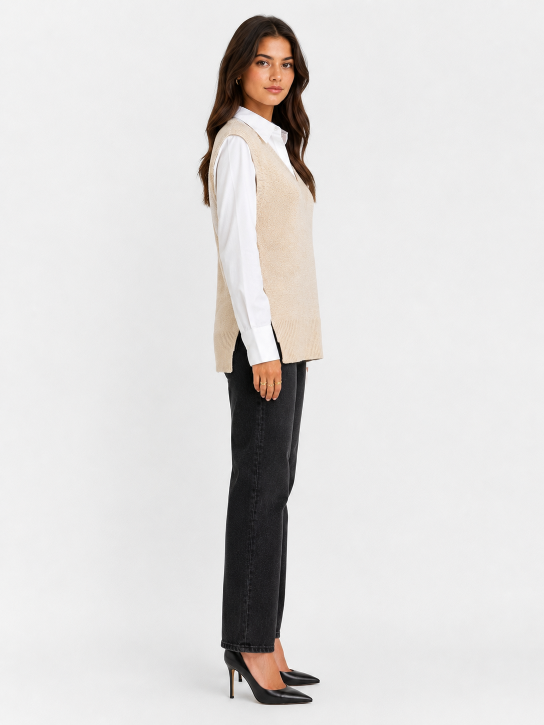 Maria Boucle Knit Vest - Natural