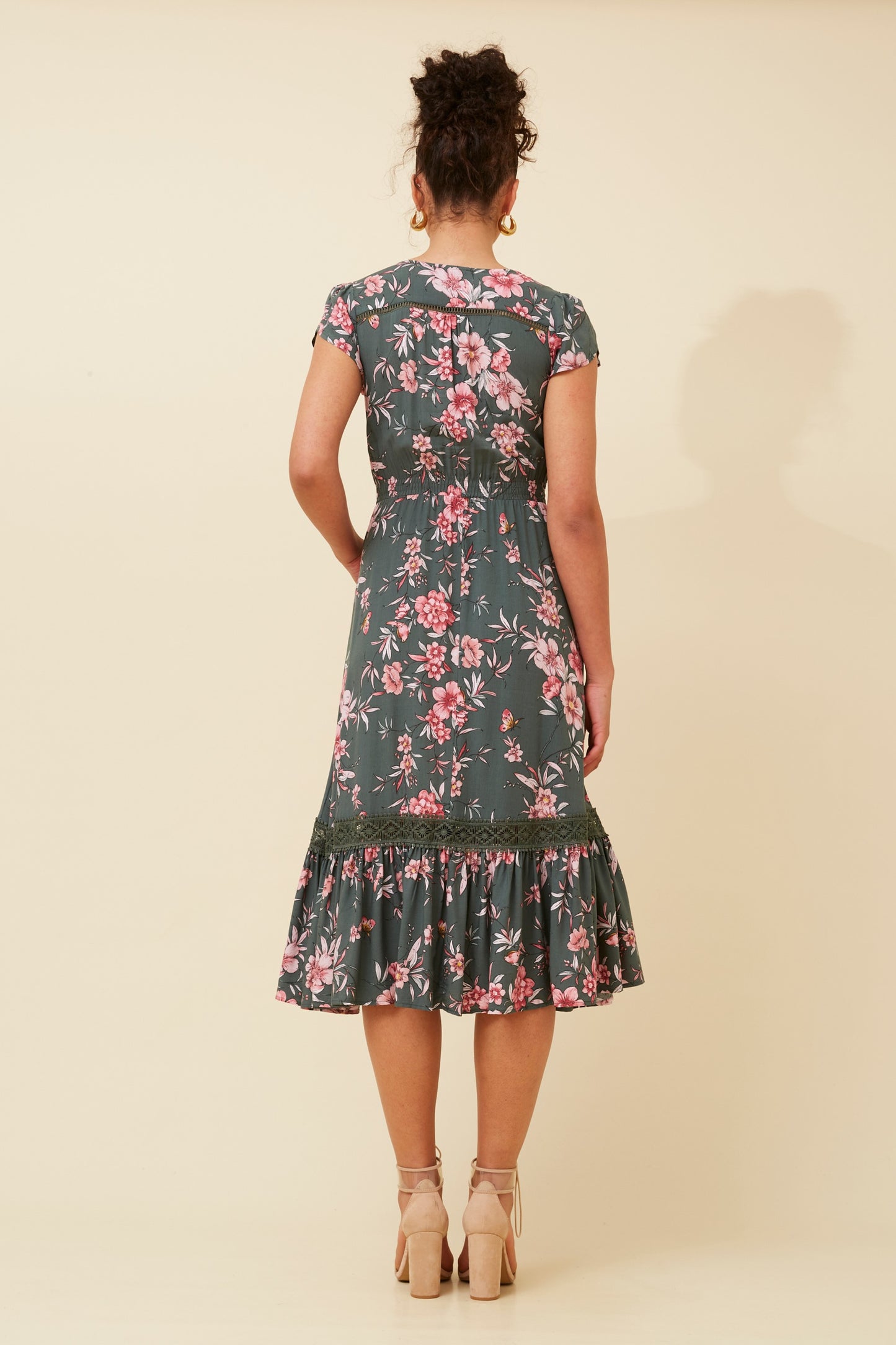 Melanie Midi Dress - Green Ash Print