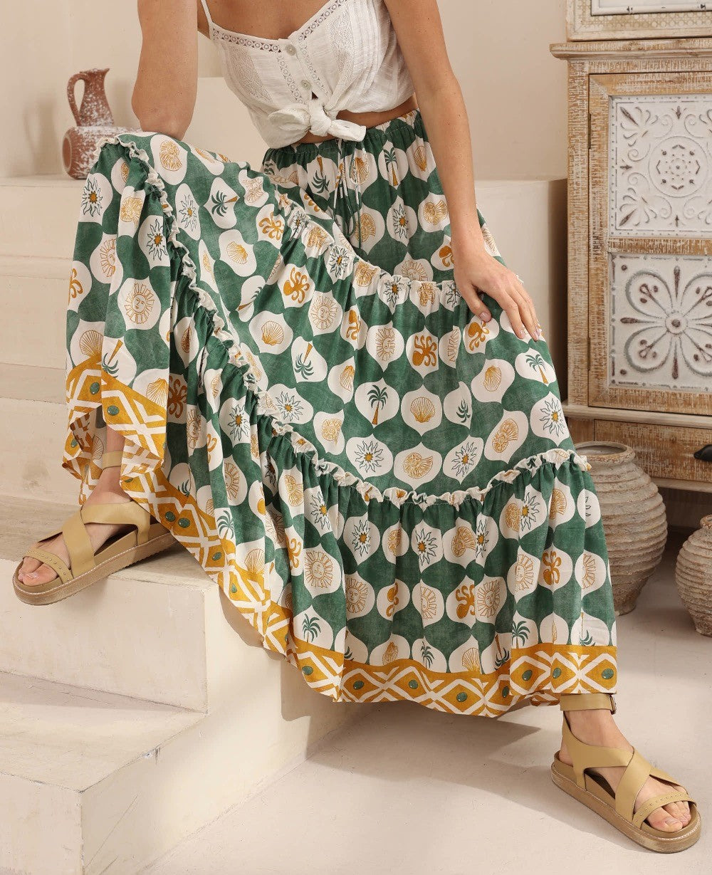 Miley Maxi Skirt - Byron Bay Print
