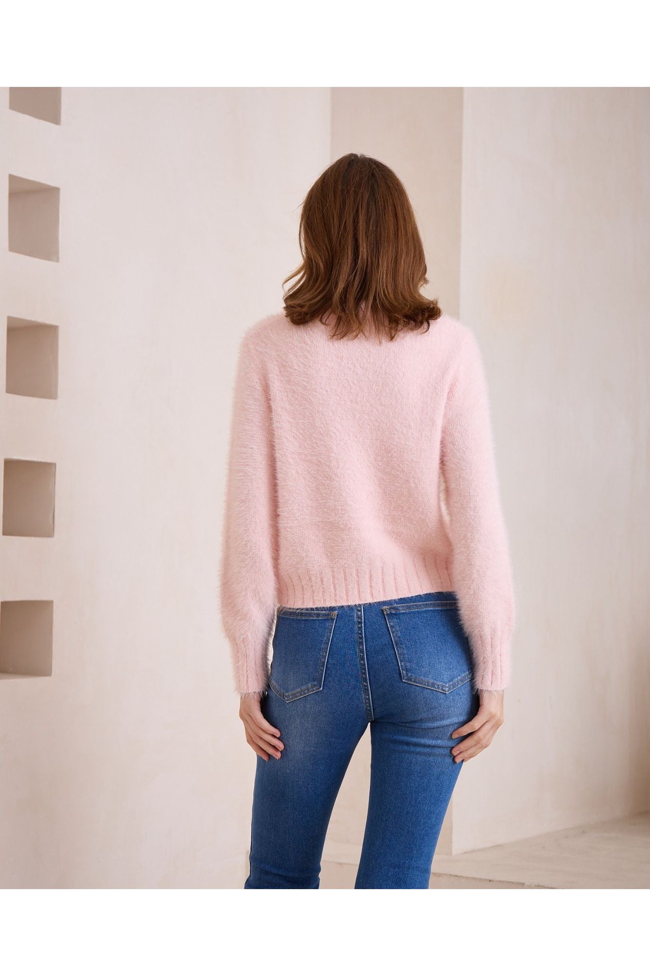 Paisley Crop Jumper - Soft Pink