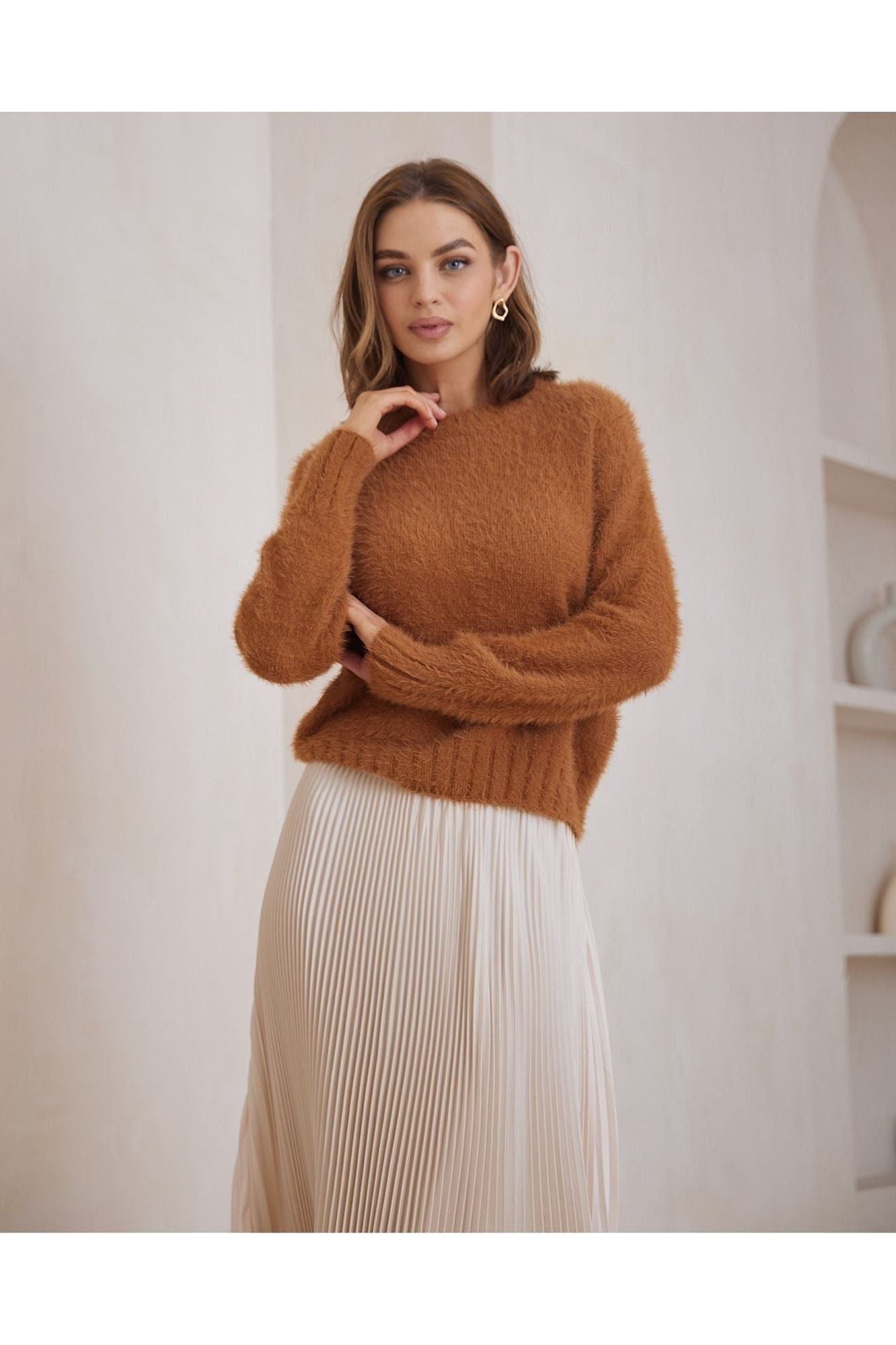 Paisley Crop Jumper - Rust