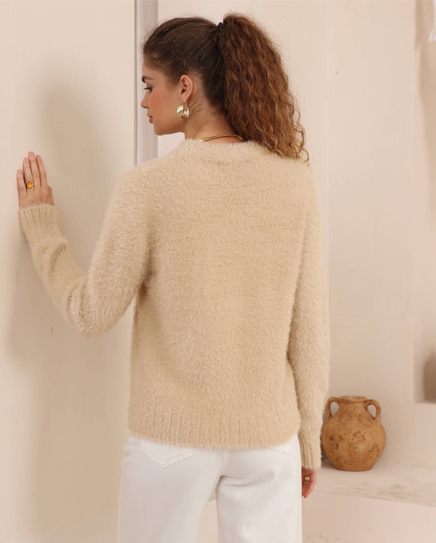 Paisley Crop Jumper - Camel