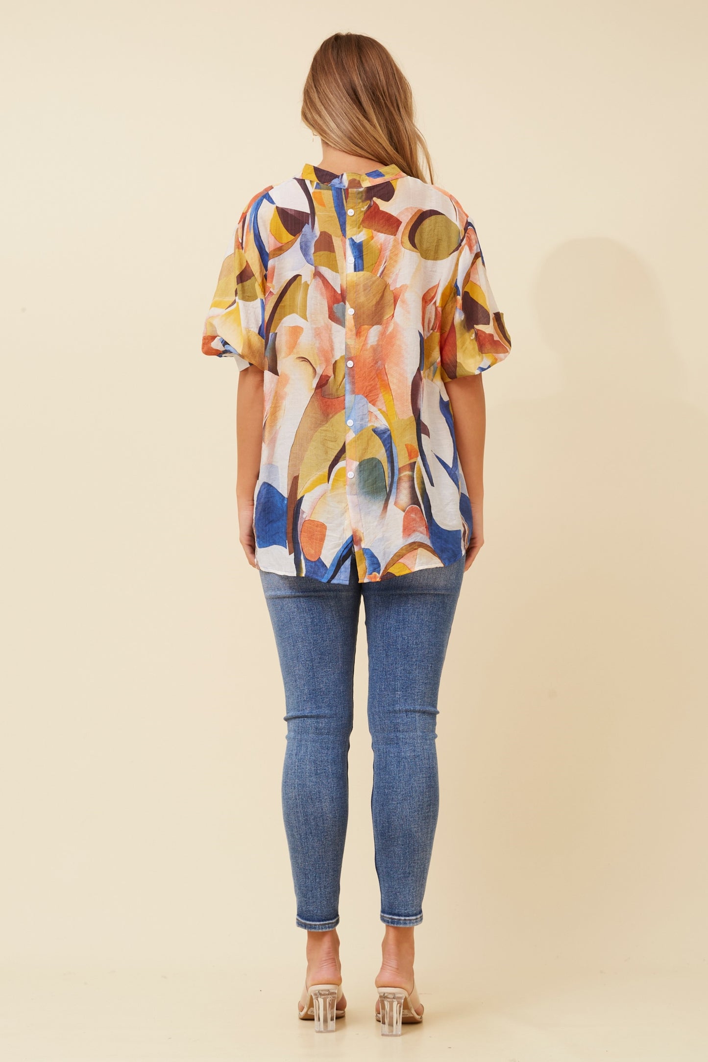 Pauline 3/4 Sleeve Shirt - Multi Blue