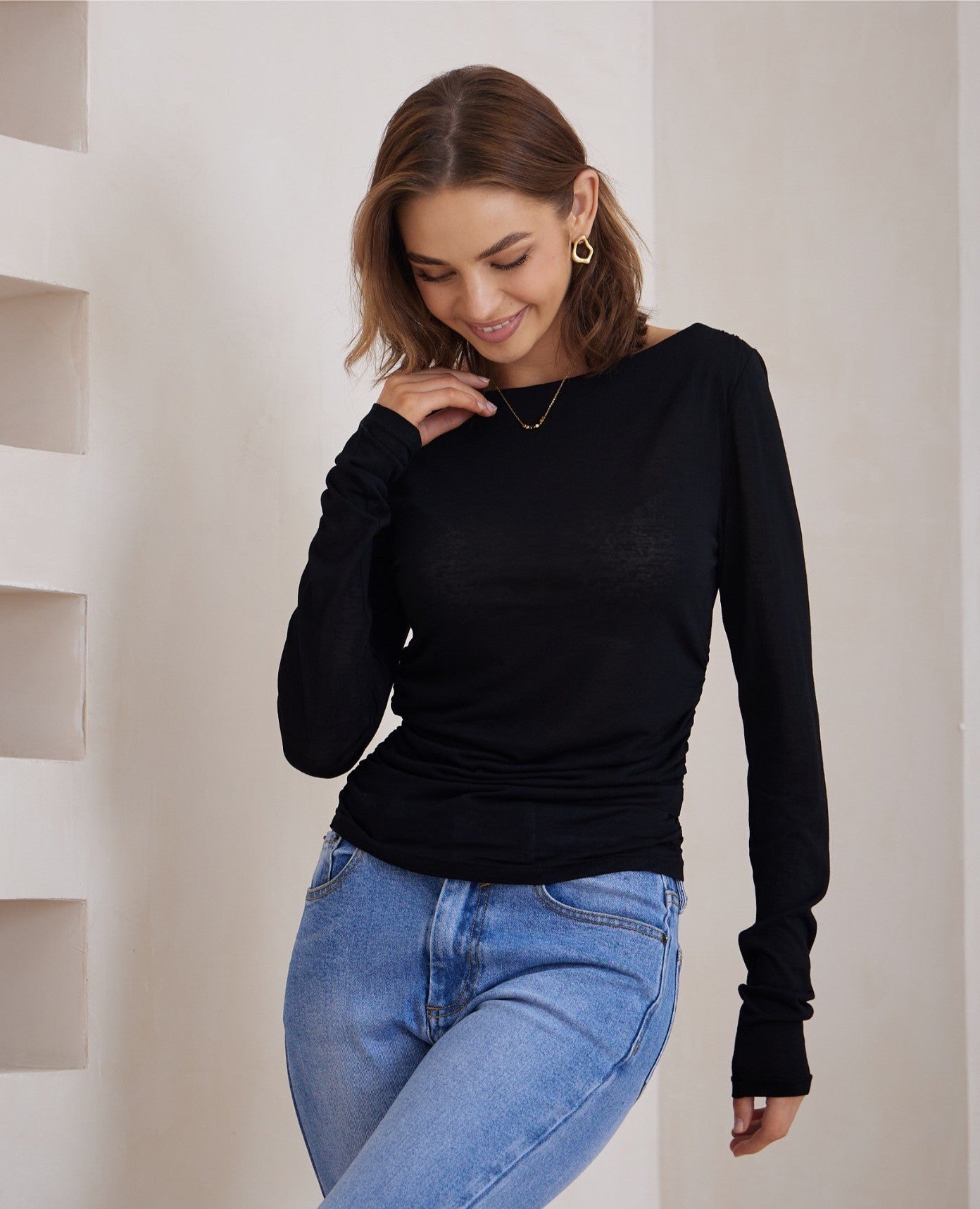 Pepa Long Sleeve Top - Black