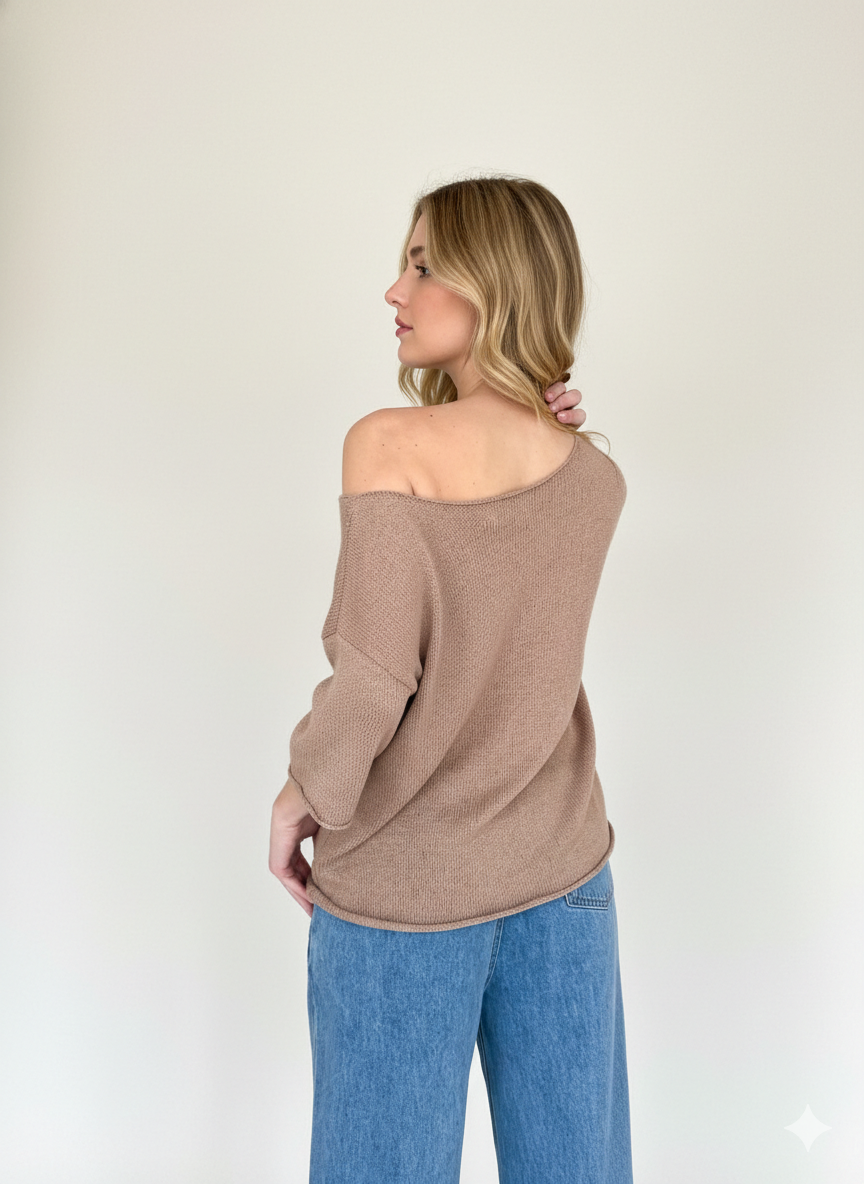Sammy Off Shoulder Knit - Mocha