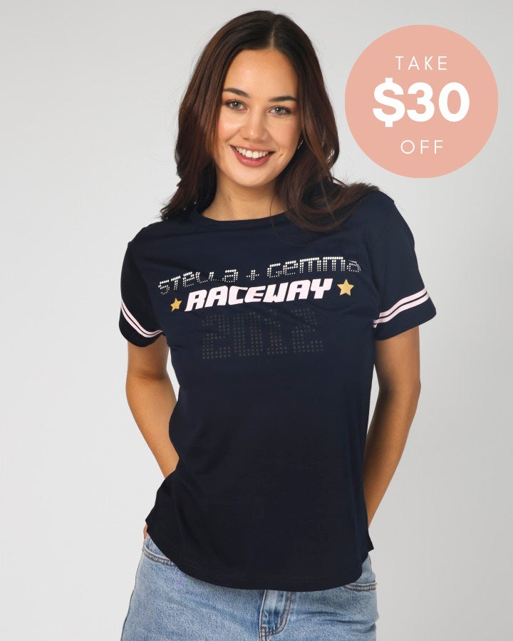 Stella & Gemma Ace Raceway Tee - Navy