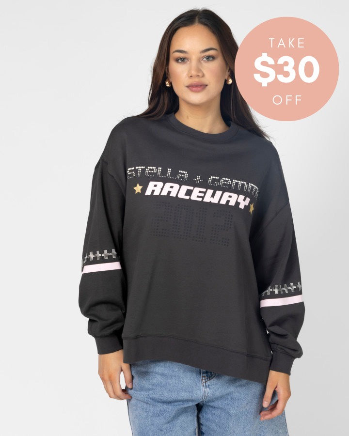 Stella & Gemma Raceway Sweater - Steel Grey