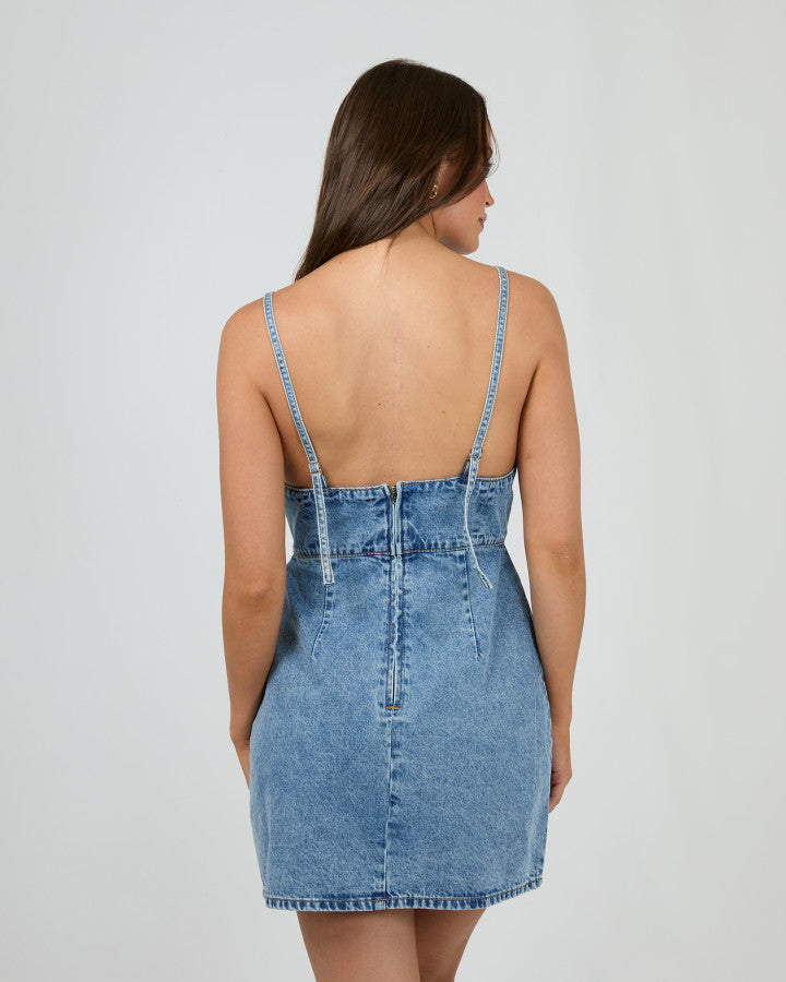 Aster Mini Dress - Mid Blue