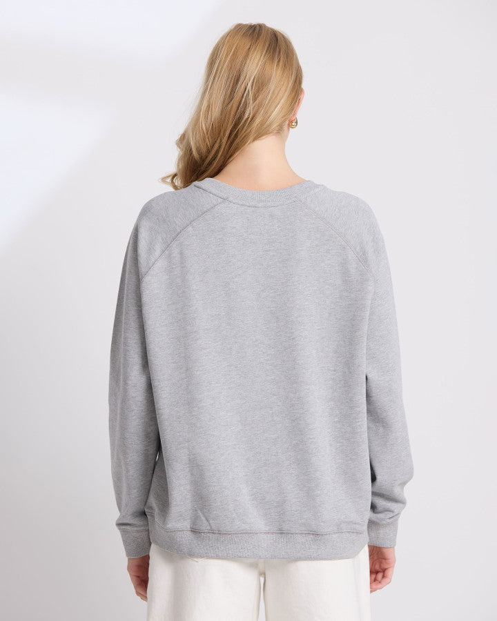 Classic Embroidered Sweat - Grey Marle