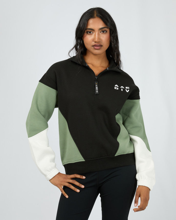 Savannah Panel 1/4 Zip Jumper - Black