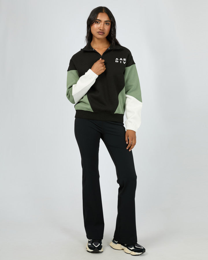 Savannah Panel 1/4 Zip Jumper - Black