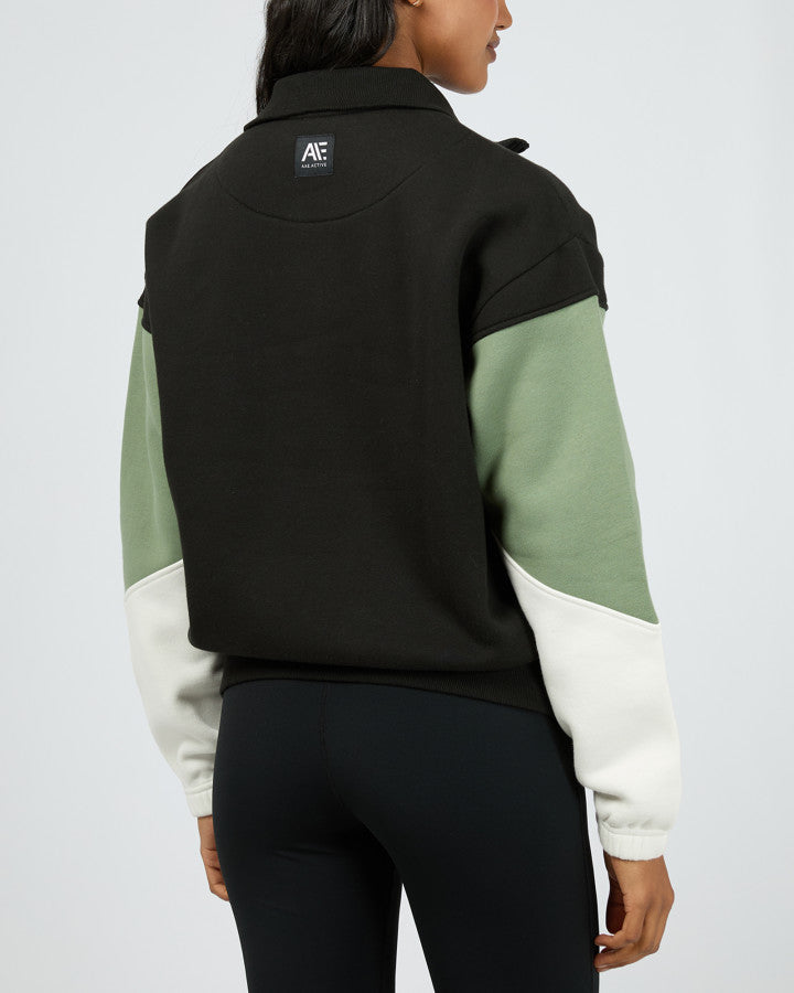 Savannah Panel 1/4 Zip Jumper - Black