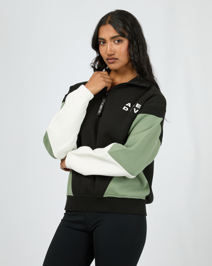 Savannah Panel 1/4 Zip Jumper - Black
