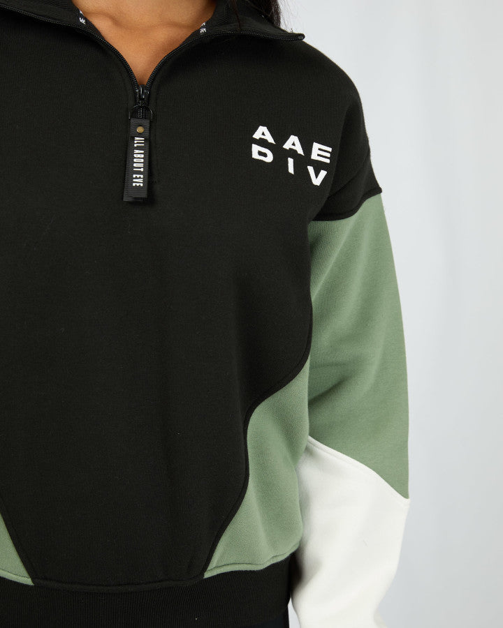 Savannah Panel 1/4 Zip Jumper - Black