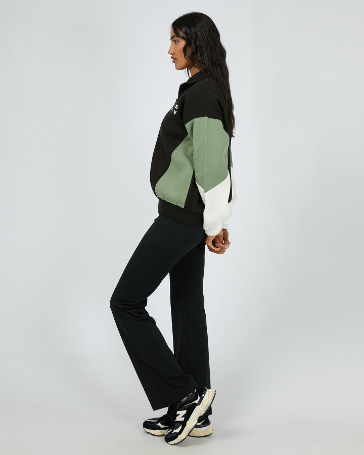 Savannah Panel 1/4 Zip Jumper - Black