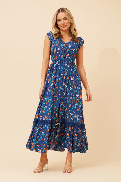 Carina Maxi Dress - Blue Floral